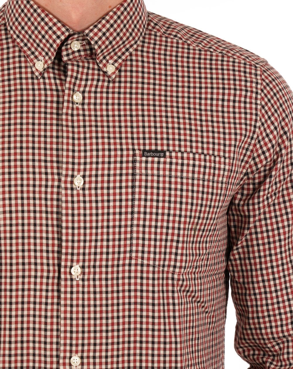 Barbour Gingham Tailored Shirt Ecru