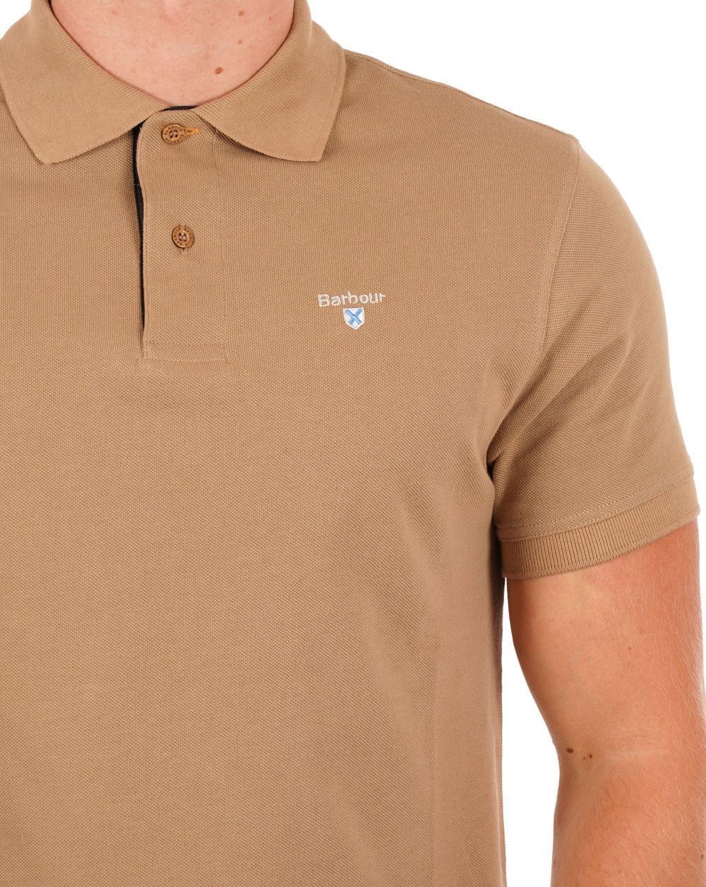 Barbour Tartan Pique Polo Shirt Military Brown