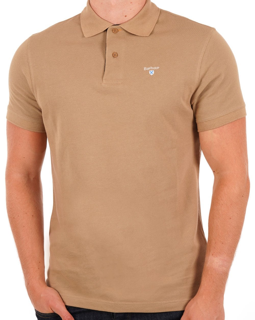 Barbour Tartan Pique Polo Shirt Military Brown