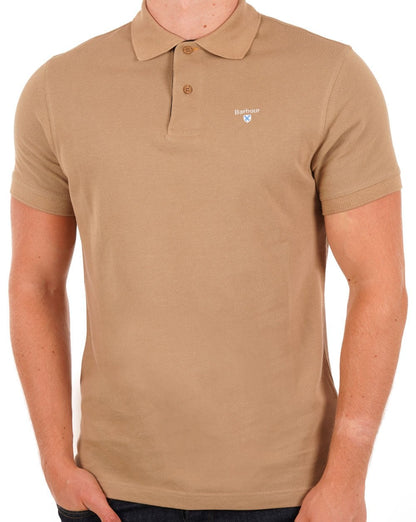 Barbour Tartan Pique Polo Shirt Military Brown