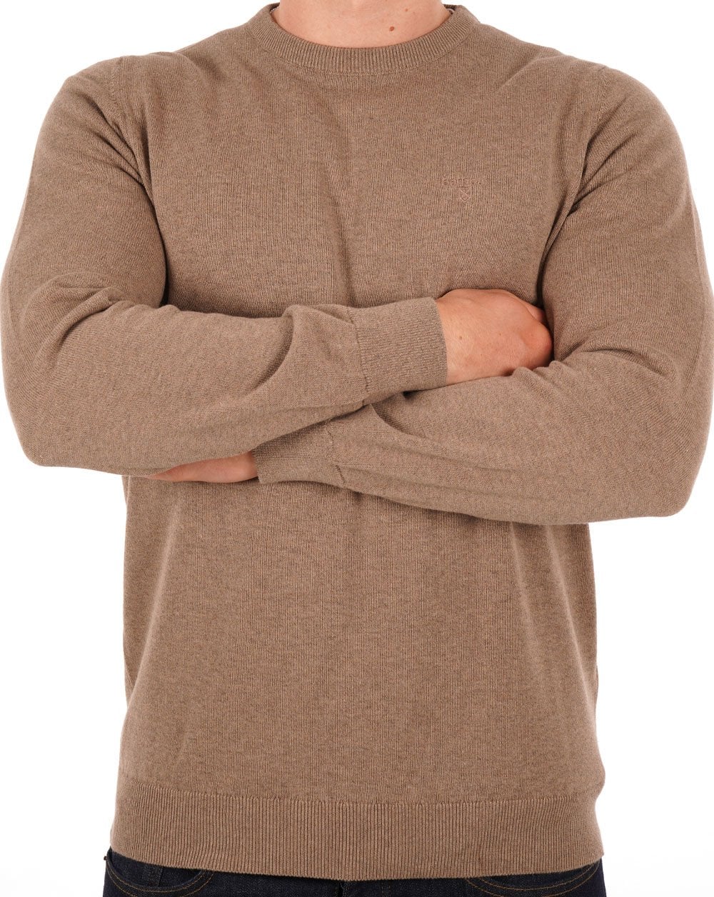 Barbour Pima Cotton Crew Neck Jumper Military Brown