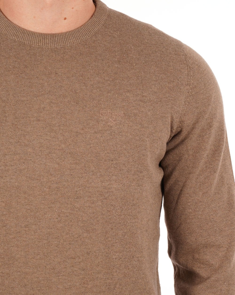 Barbour Pima Cotton Crew Neck Jumper Military Brown