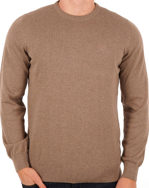 Barbour Pima Cotton Crew Neck Jumper Military Brown