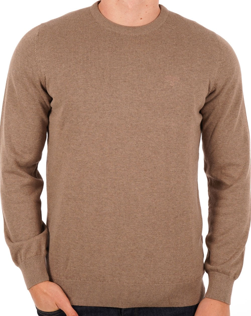 Barbour Pima Cotton Crew Neck Jumper Military Brown