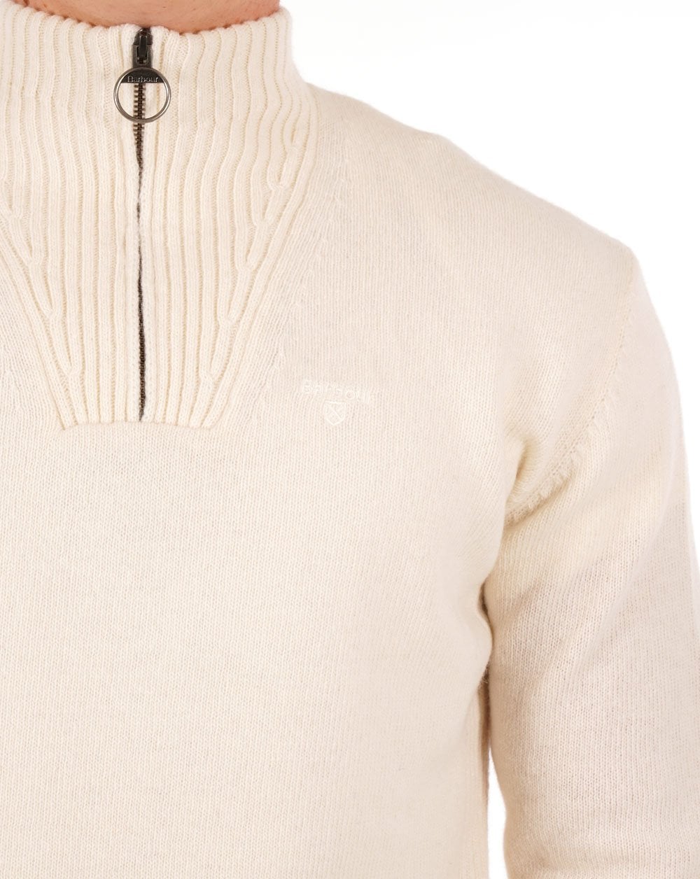 Barbour Lambswool Half Zip Whisper White