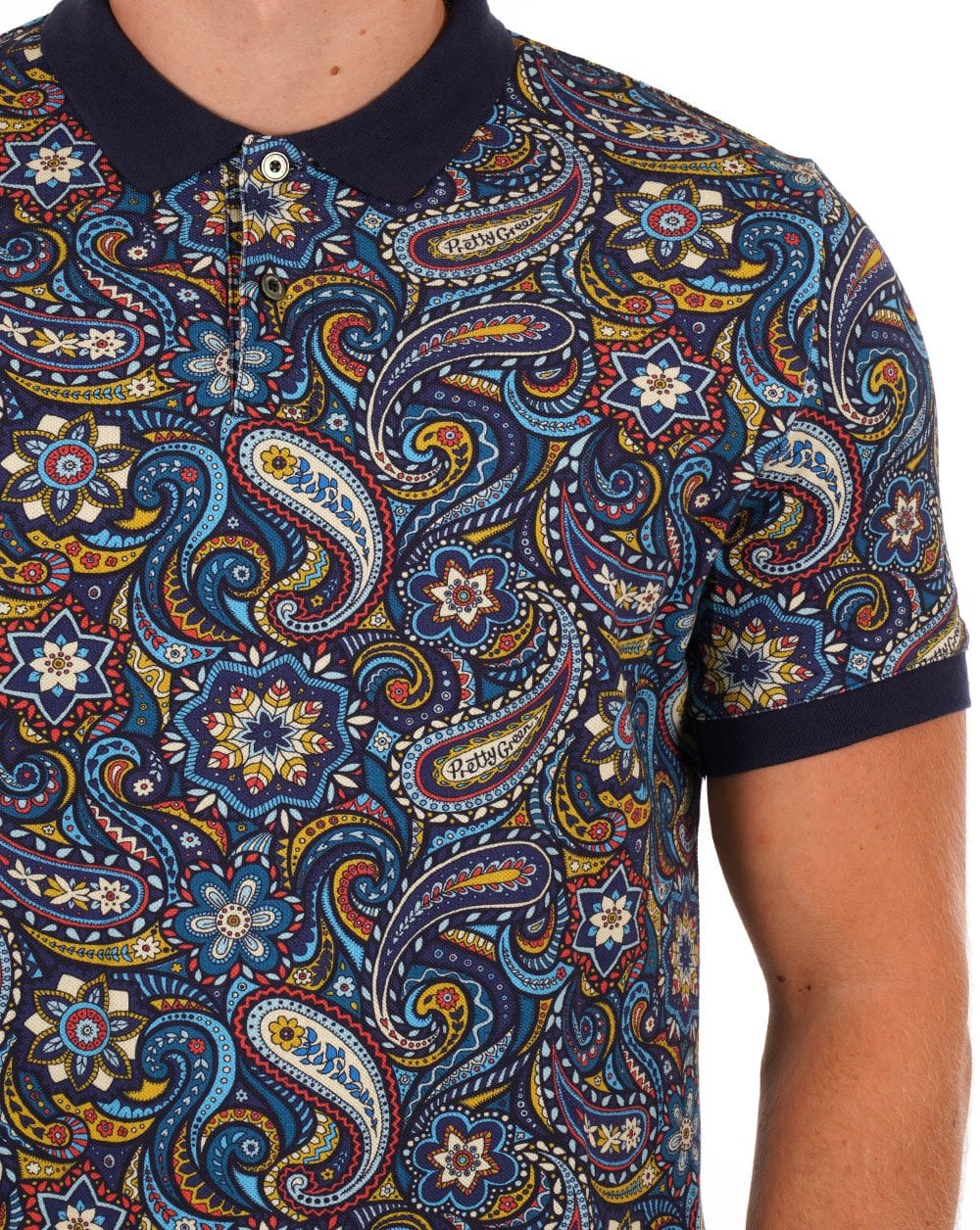 Pretty Green Marriot Paisley Polo Blue