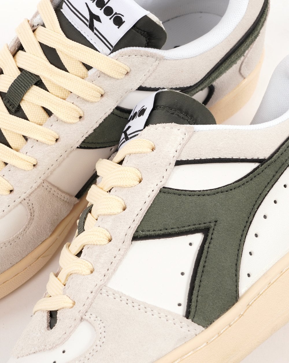 Diadora Magic Basket Suede Trainer White/Dark Green
