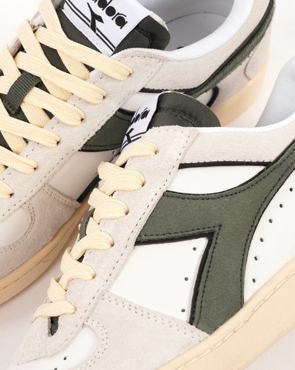 Diadora Magic Basket Suede Trainer White/Dark Green