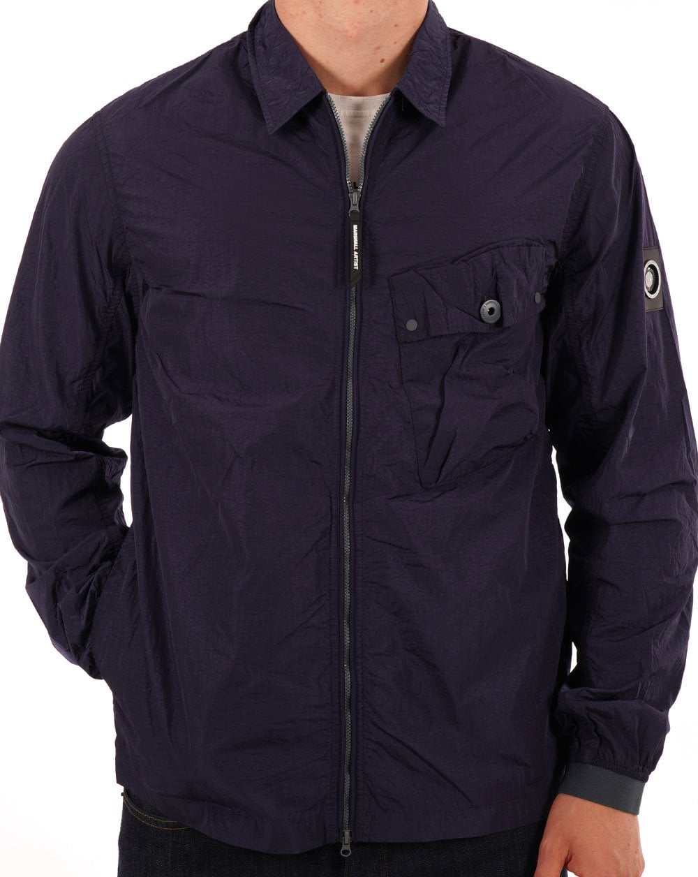 Marshall Artist Krinkle Nylon Pocket Overshirt Navy