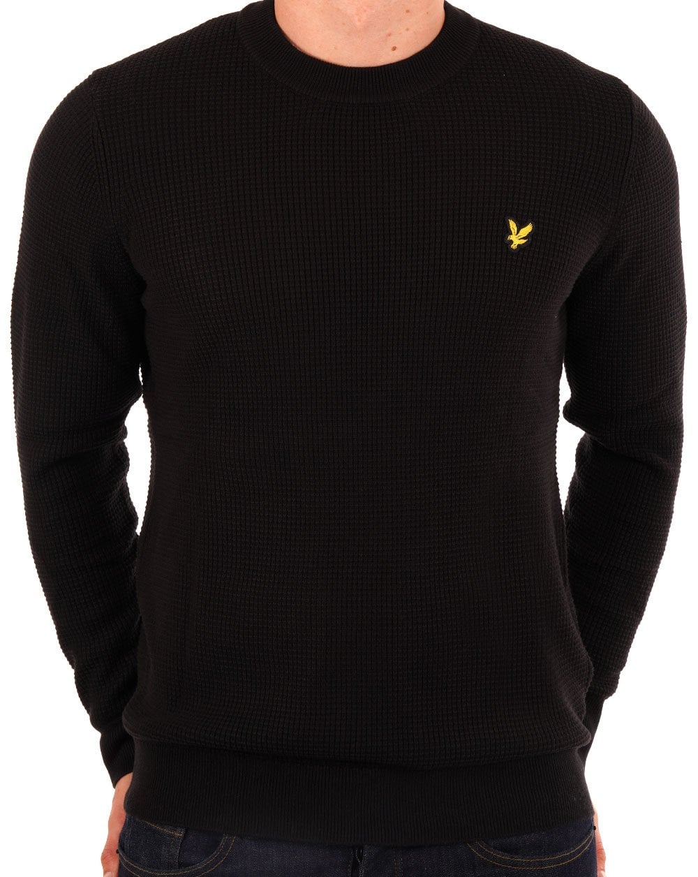 Lyle & Scott Grid Knit Crew Neck Jumper Black