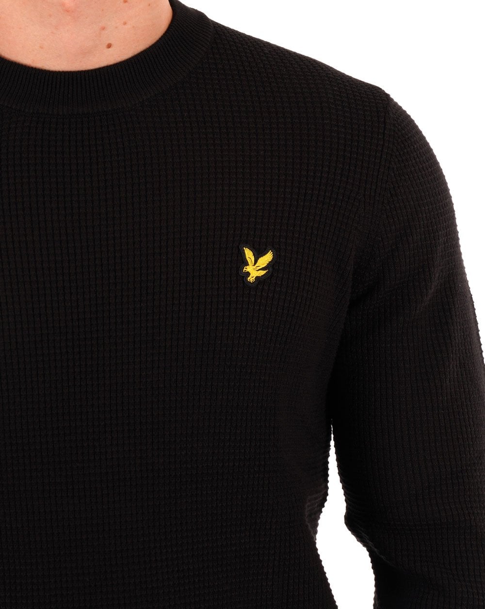Lyle & Scott Grid Knit Crew Neck Jumper Black