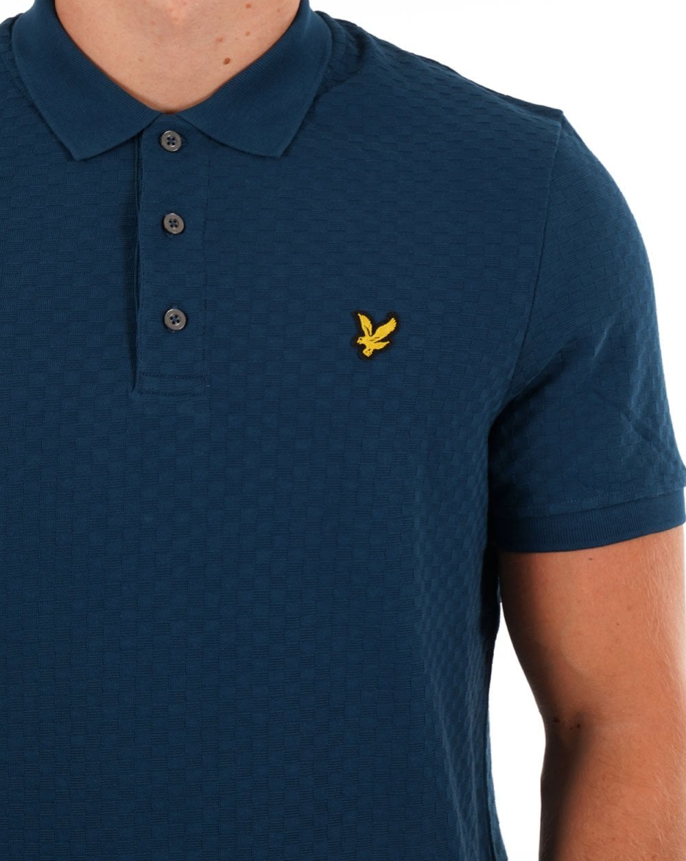 Lyle & Scott Grid Texture Polo Shirt Apres Navy