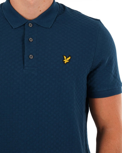 Lyle & Scott Grid Texture Polo Shirt Apres Navy