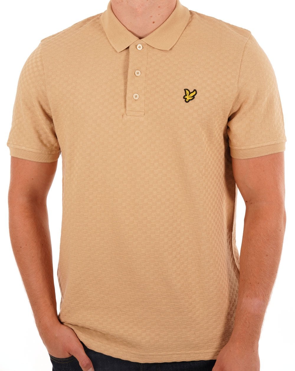 Lyle & Scott Grid Texture Polo Shirt Biscuit