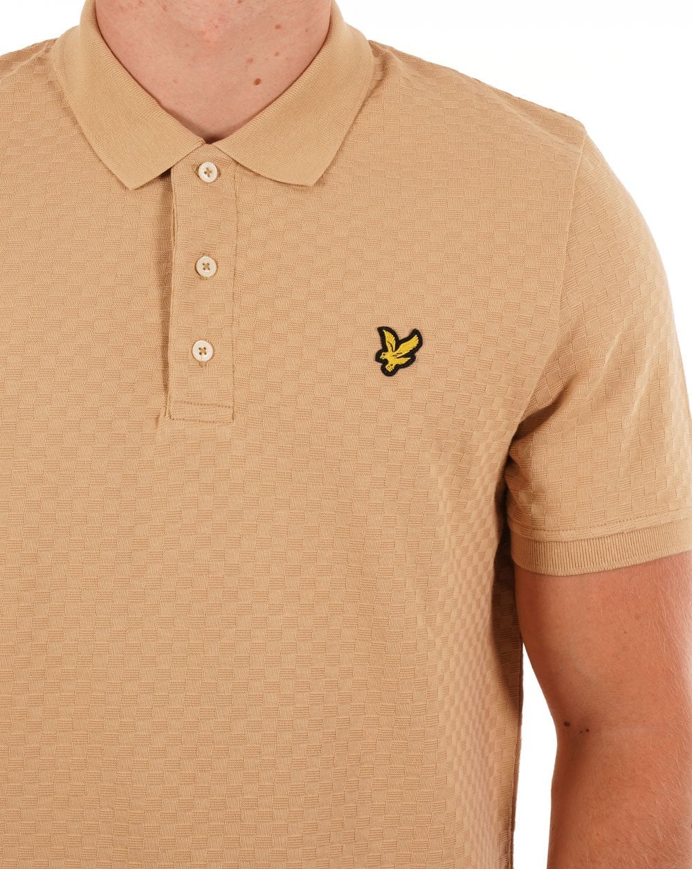 Lyle & Scott Grid Texture Polo Shirt Biscuit