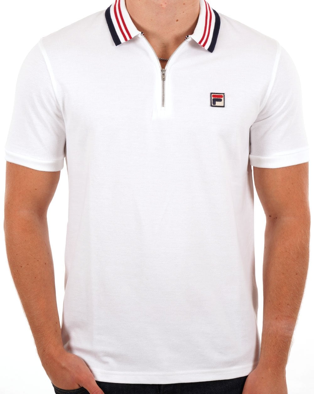 Fila Vintage Pietro Zip Polo Shirt White
