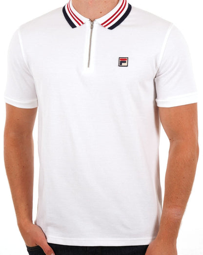 Fila Vintage Pietro Zip Polo Shirt White