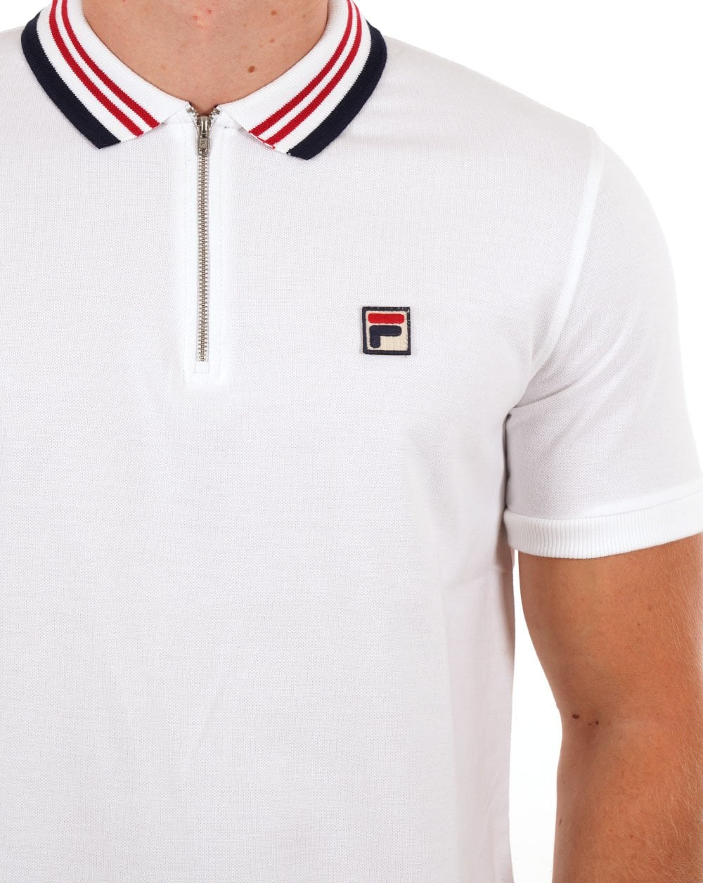 Fila Vintage Pietro Zip Polo Shirt White