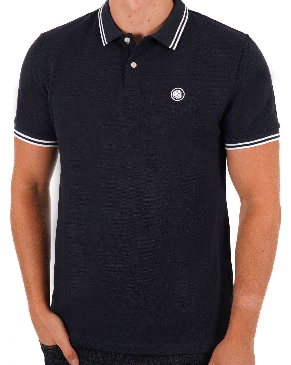 Pretty Green Barton Short Sleeve Polo Shirt Navy/white