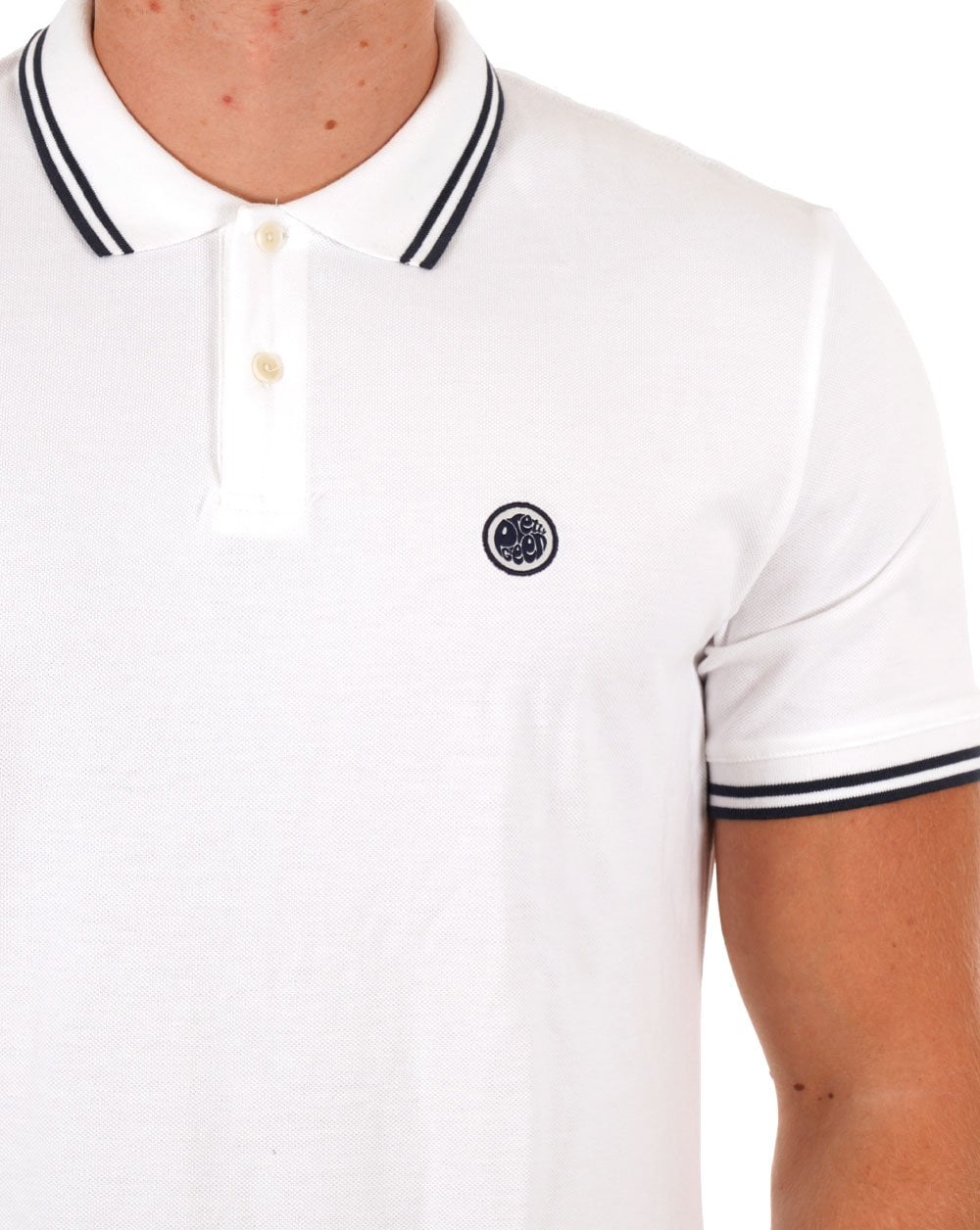 Pretty Green Tipped Polo Shirt White Navy