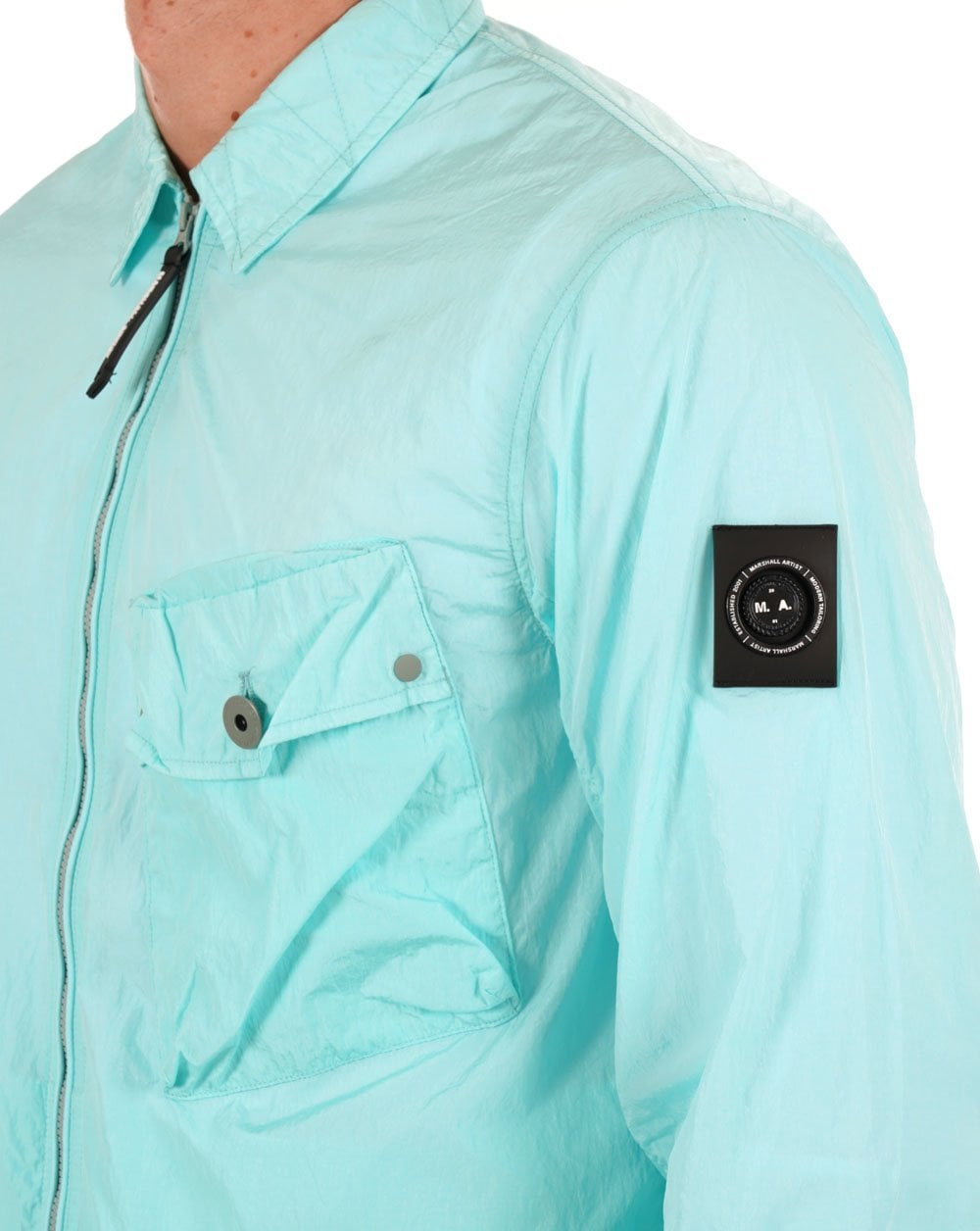 Marshall Artist Krinkle Nylon Pocket Overshirt Cyan