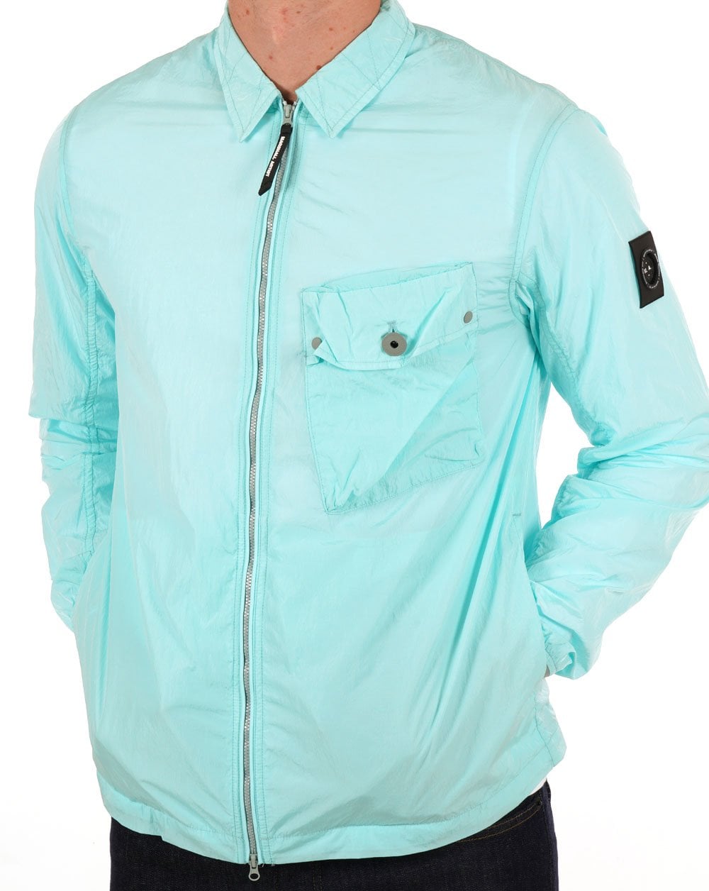 Marshall Artist Krinkle Nylon Pocket Overshirt Cyan