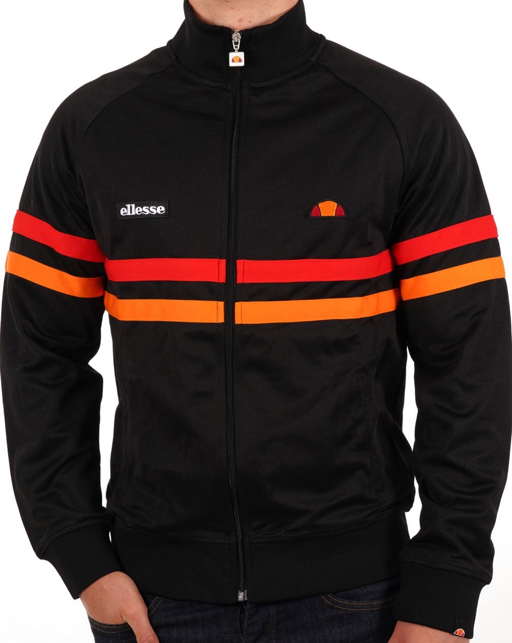 Ellesse Rimini Track Top Black Red Orange