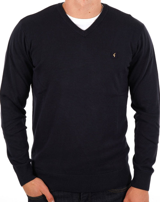 Gabicci Vintage Brandon V Neck Knit Navy