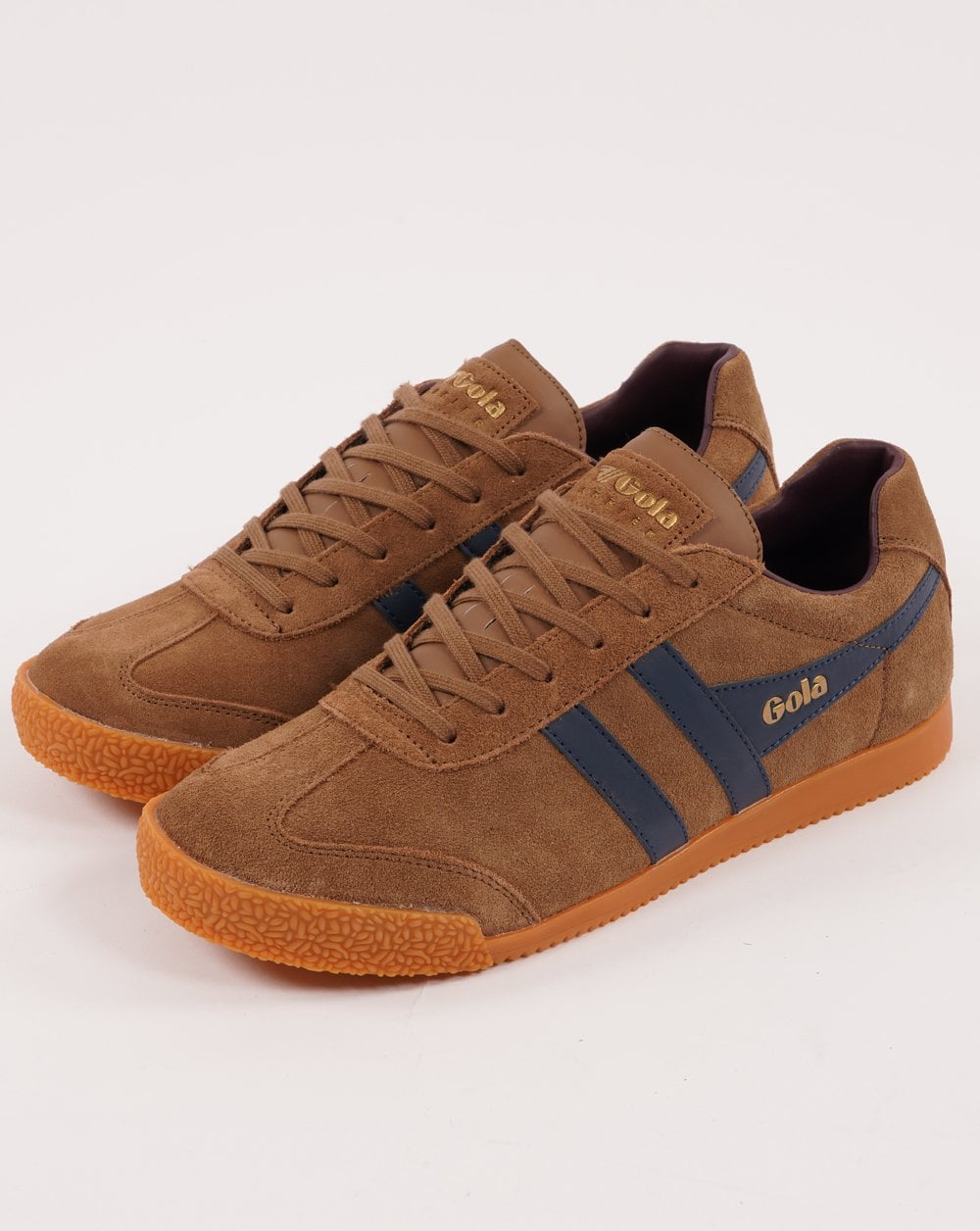 Gola Harrier Suede Trainer Tobacco/Navy/Burgundy