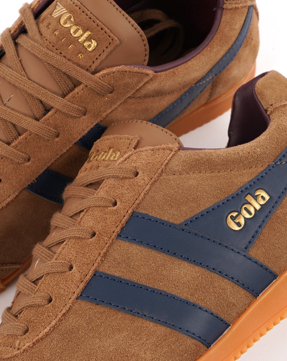 Gola Harrier Suede Trainer Tobacco/Navy/Burgundy
