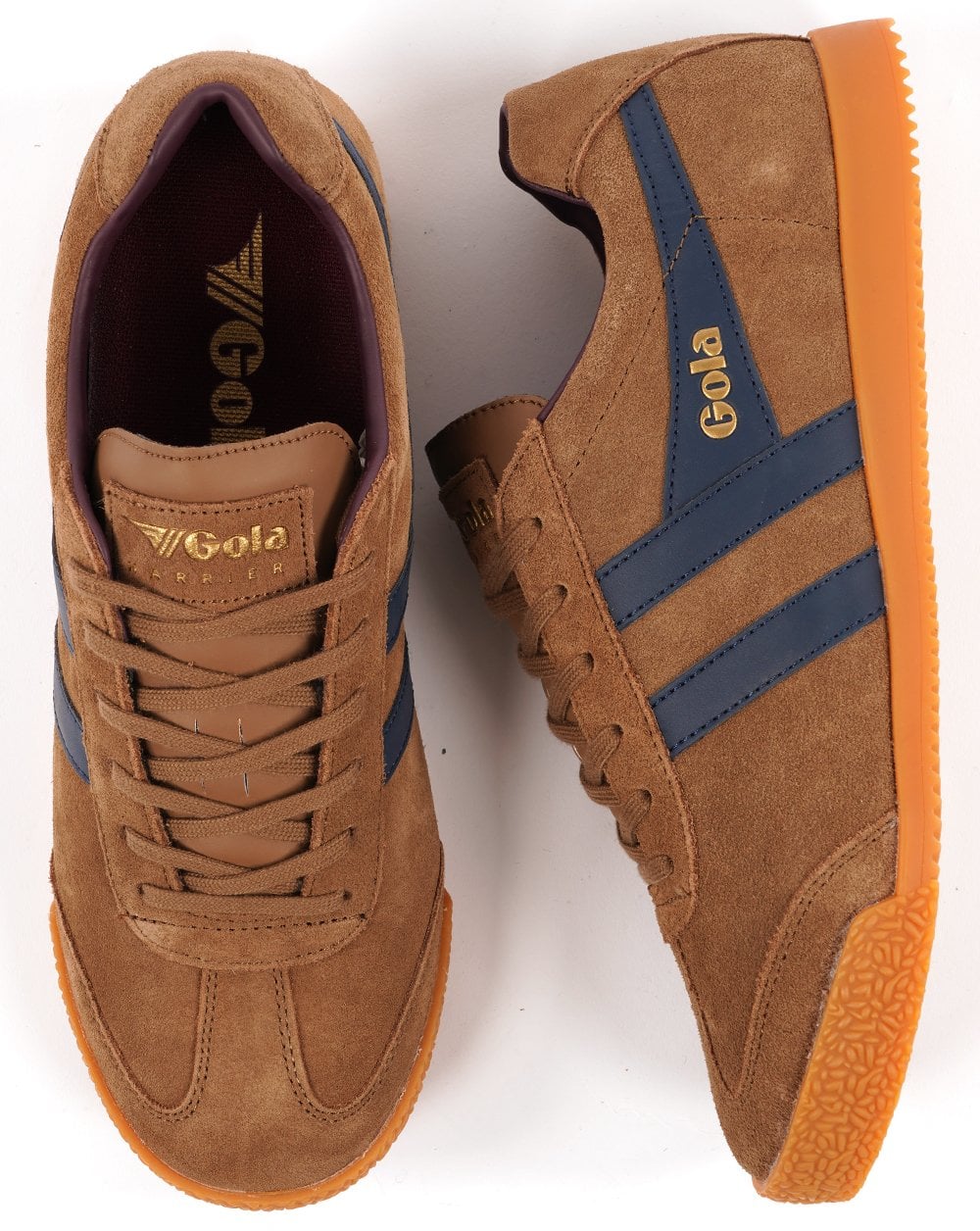 Gola Harrier Suede Trainer Tobacco/Navy/Burgundy