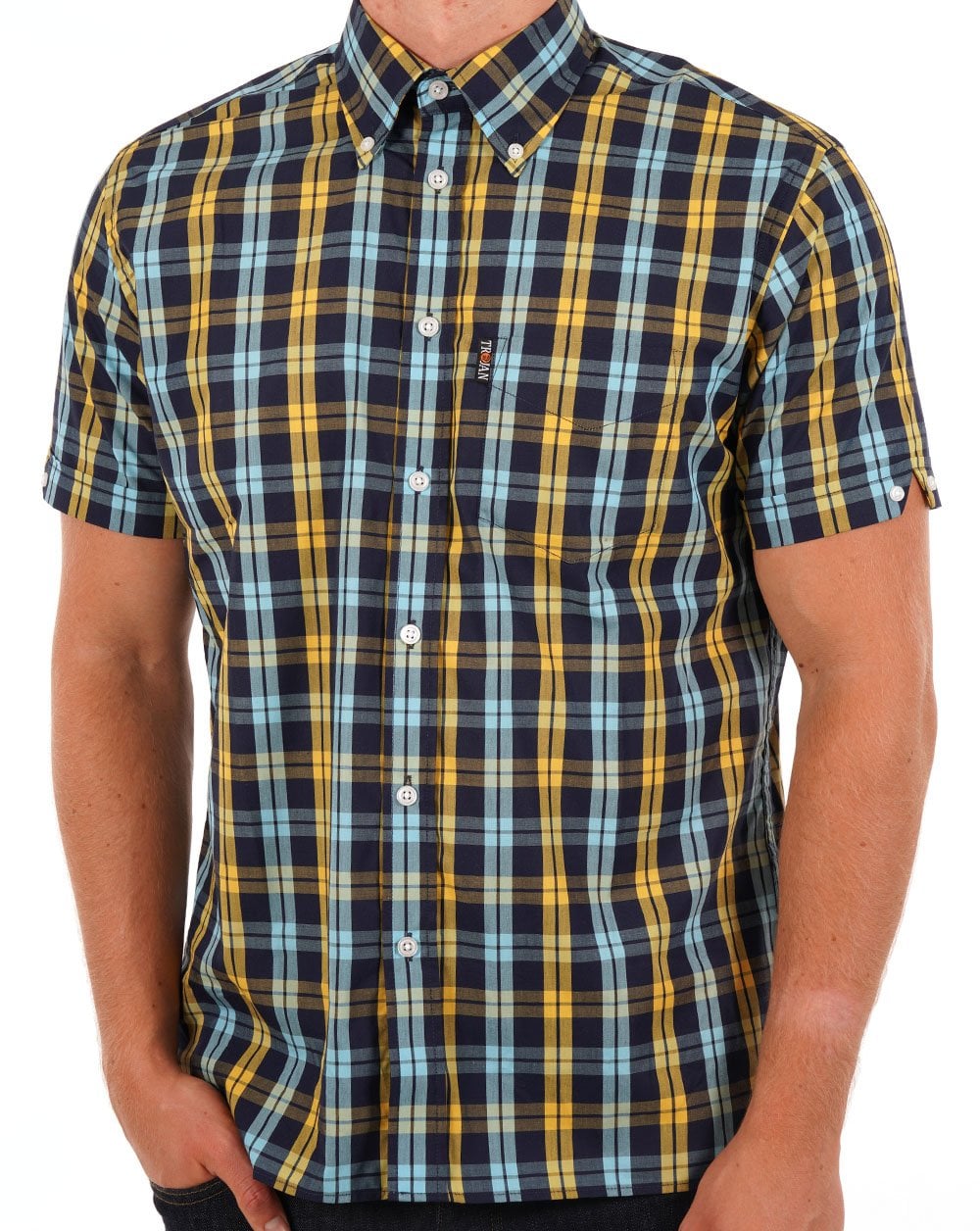 Trojan Check S/S Shirt Navy
