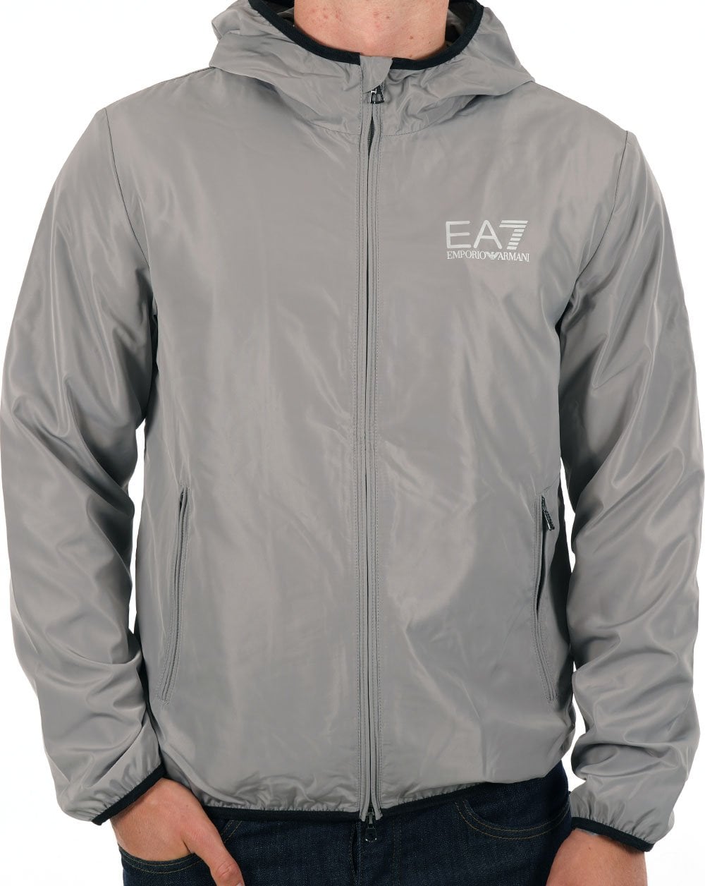 EA7 Core Identity Hooded Jacket Grey Flannel