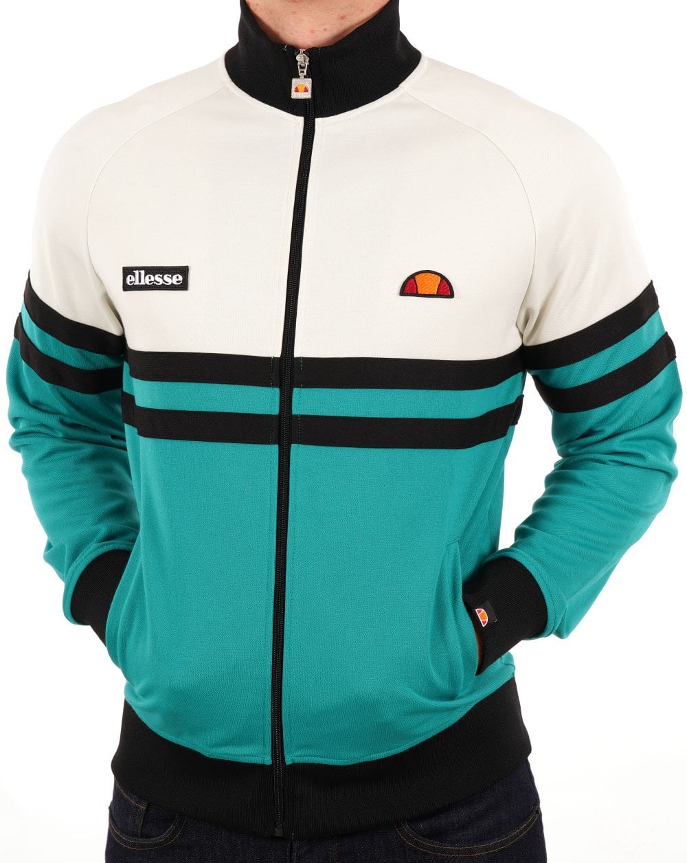Ellesse Rimini Track Top Off White/green/black