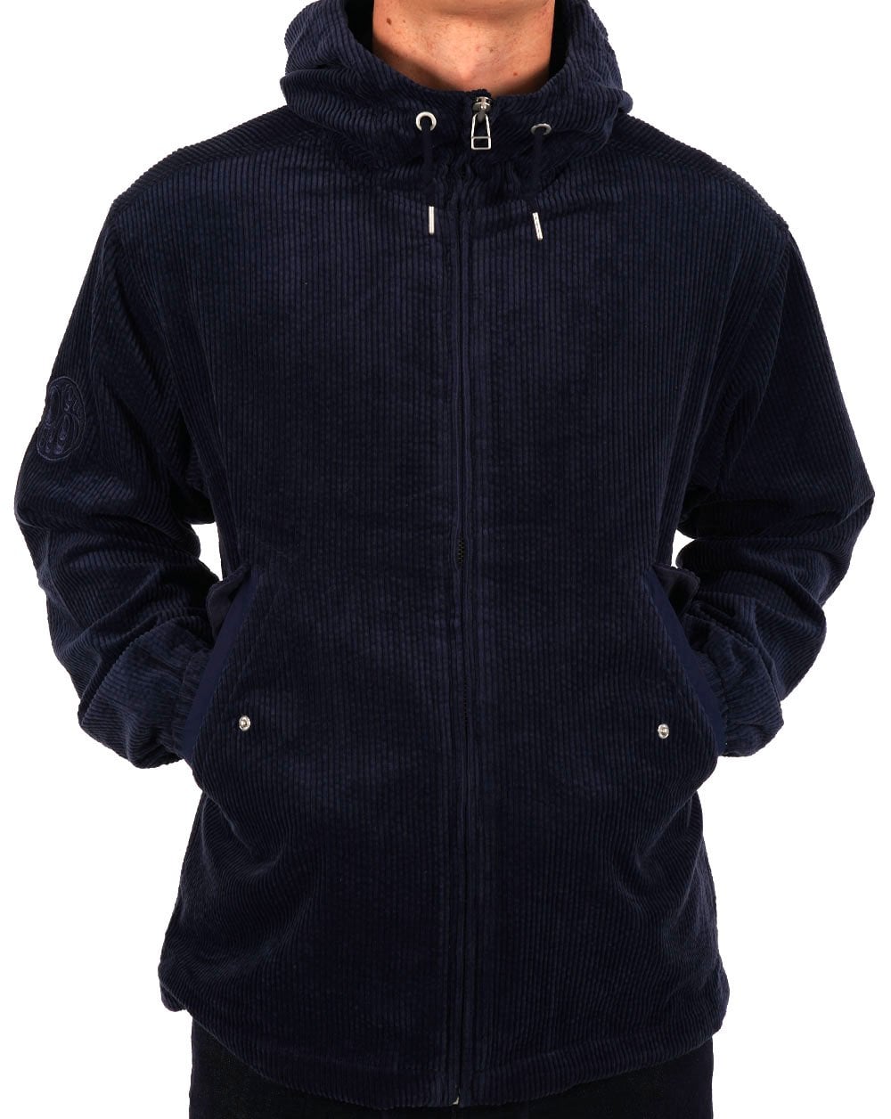 Pretty Green Acquiesce Cord Hooded Jacket Navy