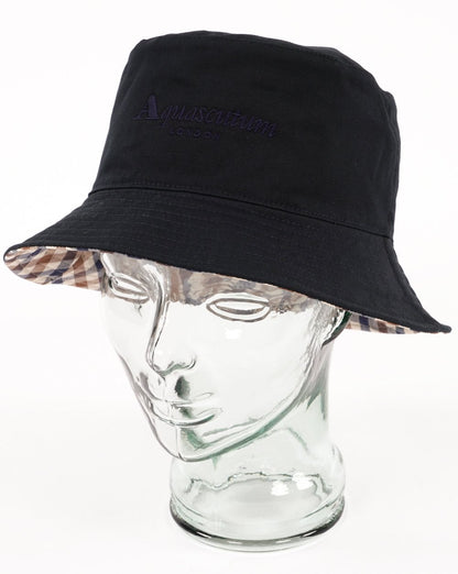 Aquascutum Reversible check Bucket Hat Navy