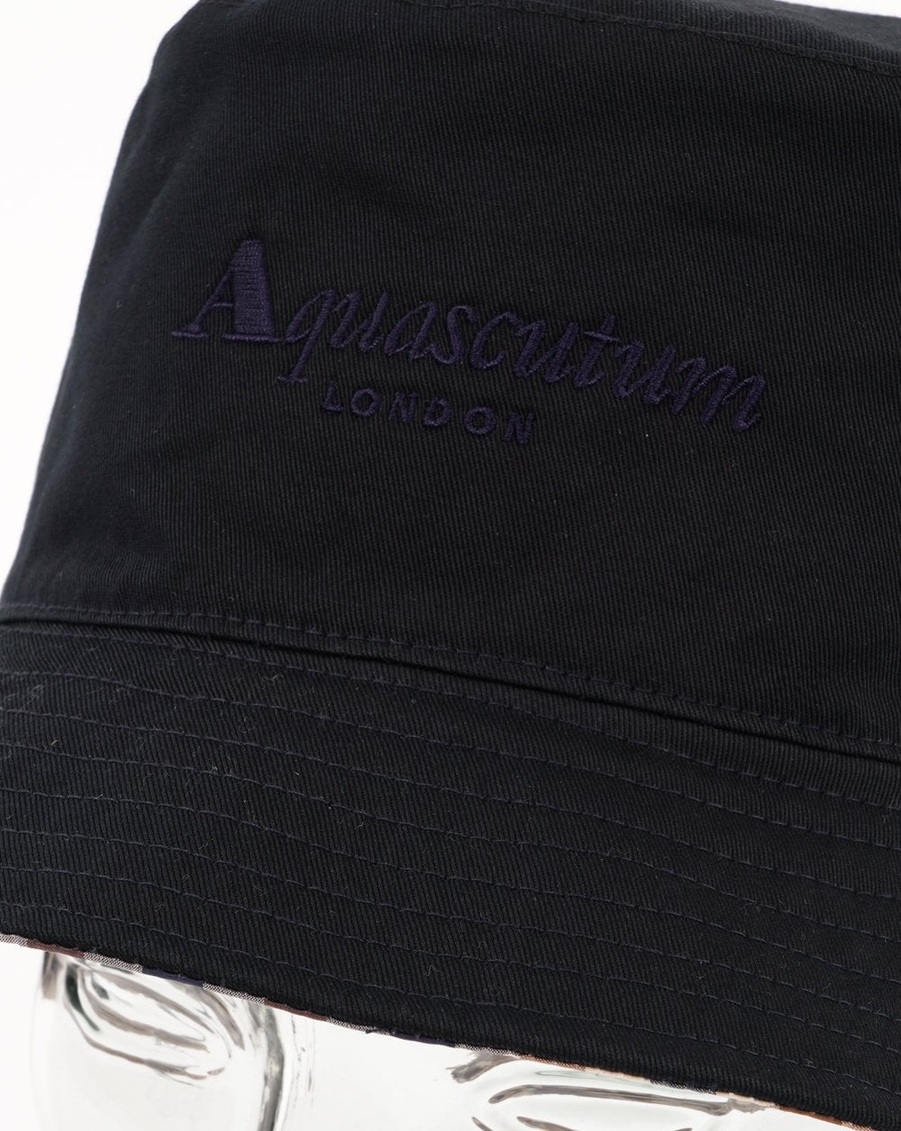 Aquascutum Reversible check Bucket Hat Navy