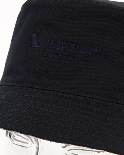 Aquascutum Reversible check Bucket Hat Navy