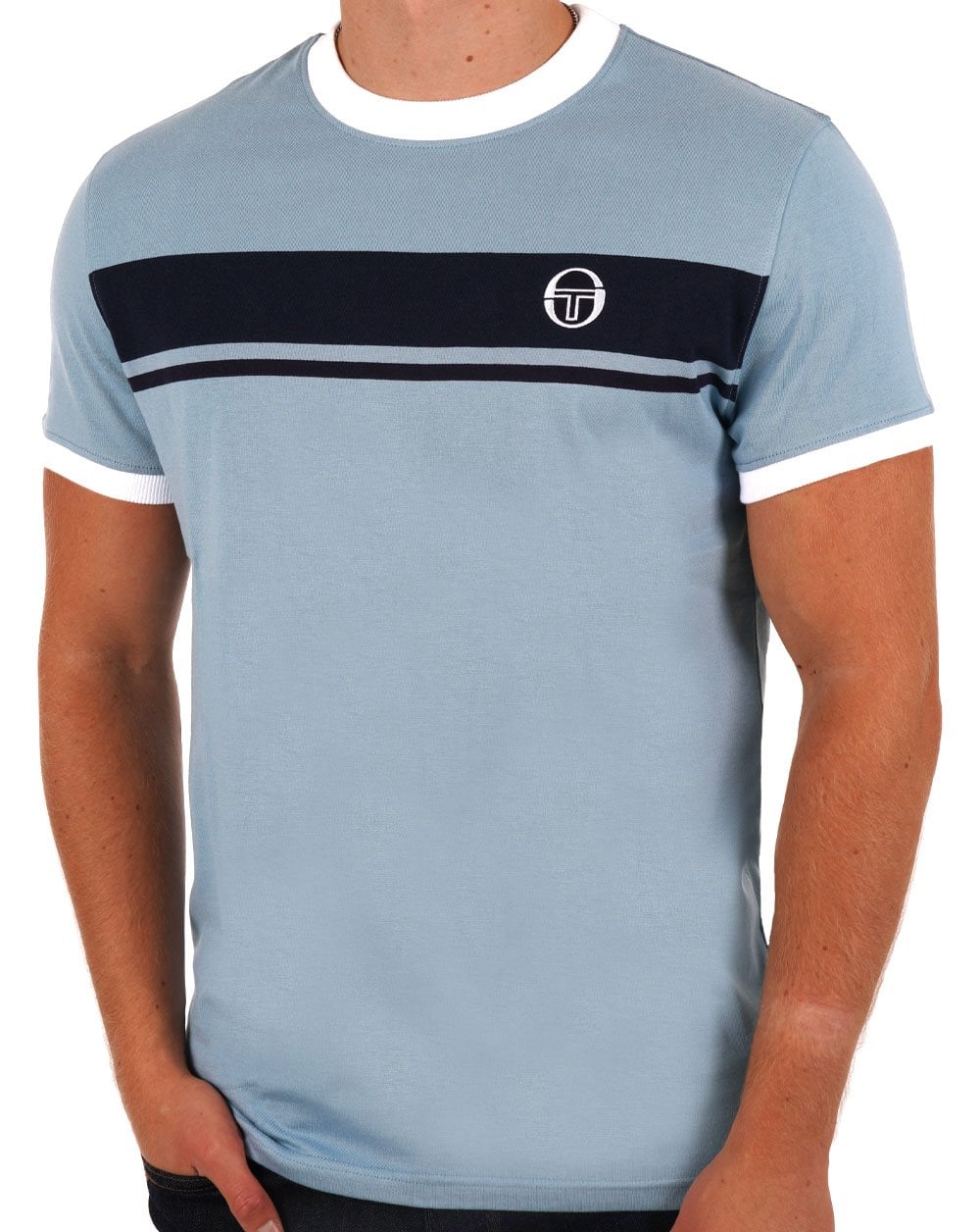 Sergio Tacchini Masters T Shirt Dusky Blue/Navy