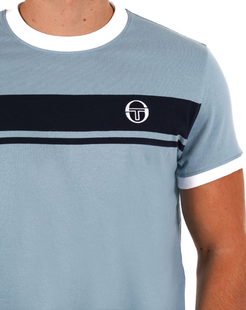 Sergio Tacchini Masters T Shirt Dusky Blue/Navy