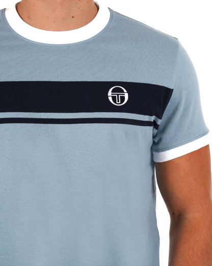 Sergio Tacchini Masters T Shirt Dusky Blue/Navy