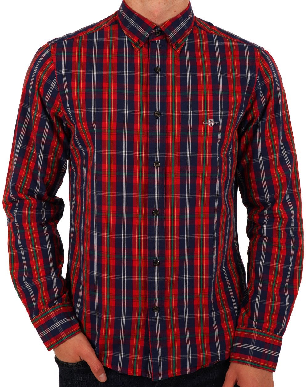 Gant Poplin Check Shirt Persian Blue