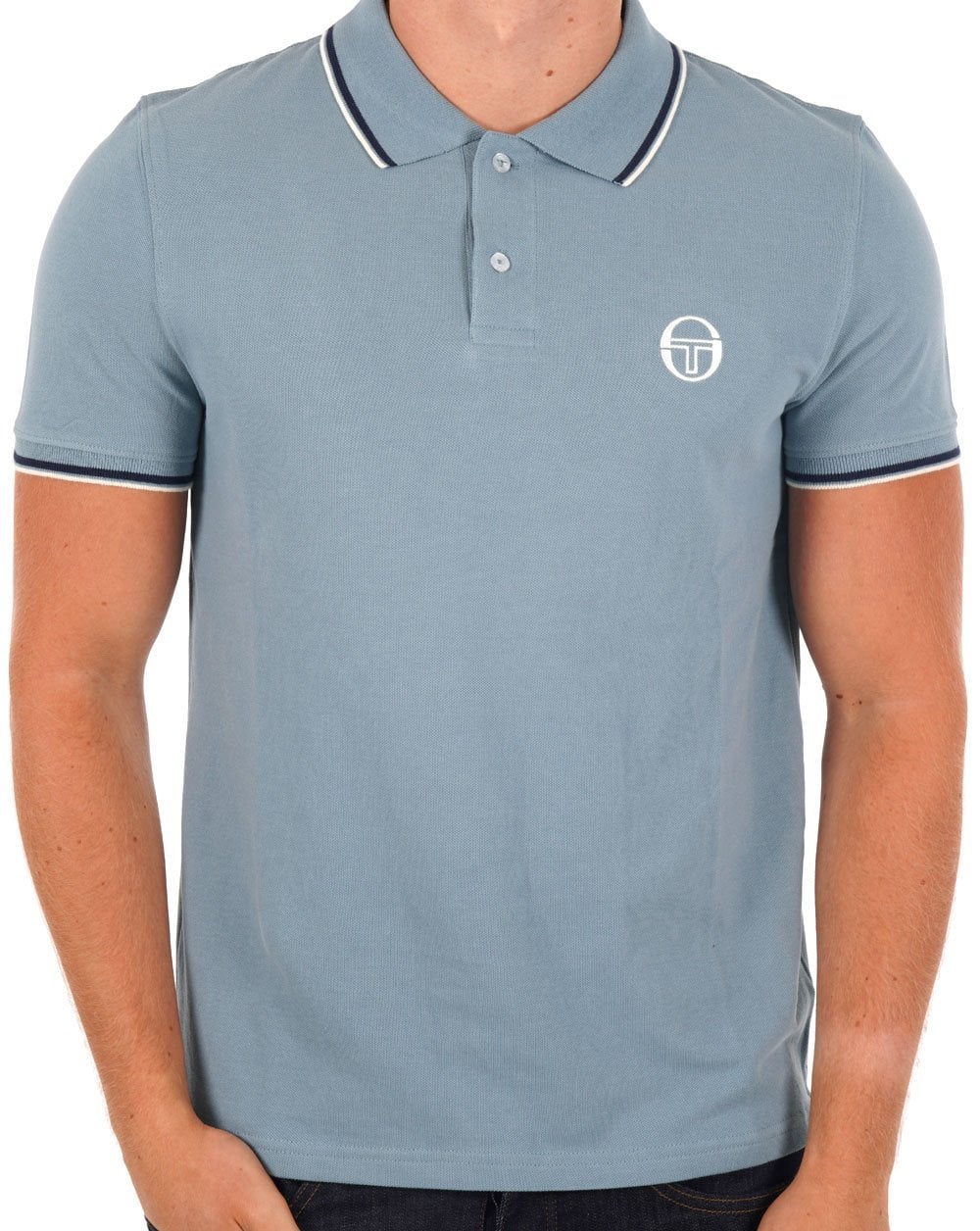 Sergio Tacchini Tipped Polo Shirt Dusky Blue