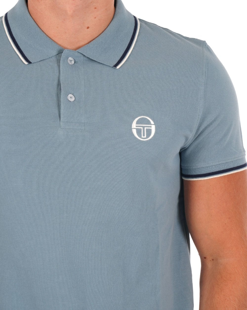 Sergio Tacchini Tipped Polo Shirt Dusky Blue