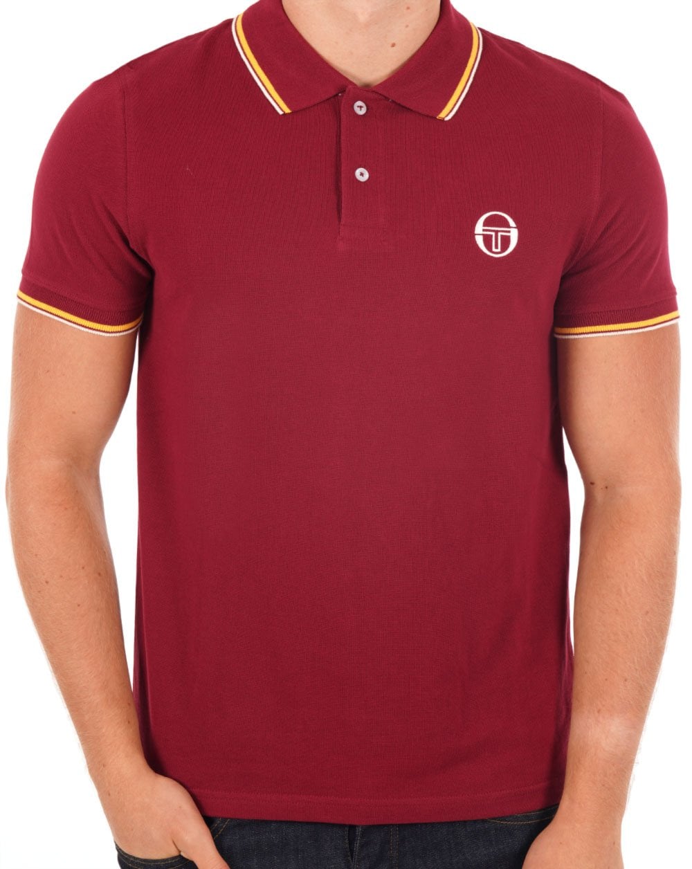 Sergio Tacchini Tipped Polo Shirt Claret/Yellow