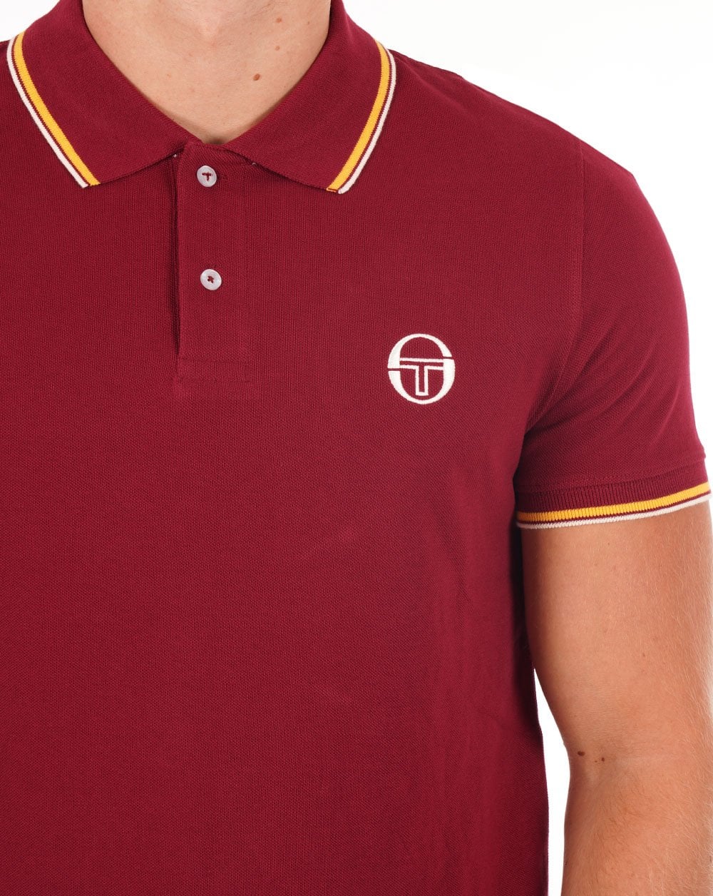 Sergio Tacchini Tipped Polo Shirt Claret/Yellow