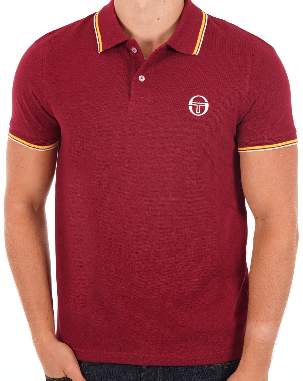 Sergio Tacchini Tipped Polo Shirt Claret/Yellow