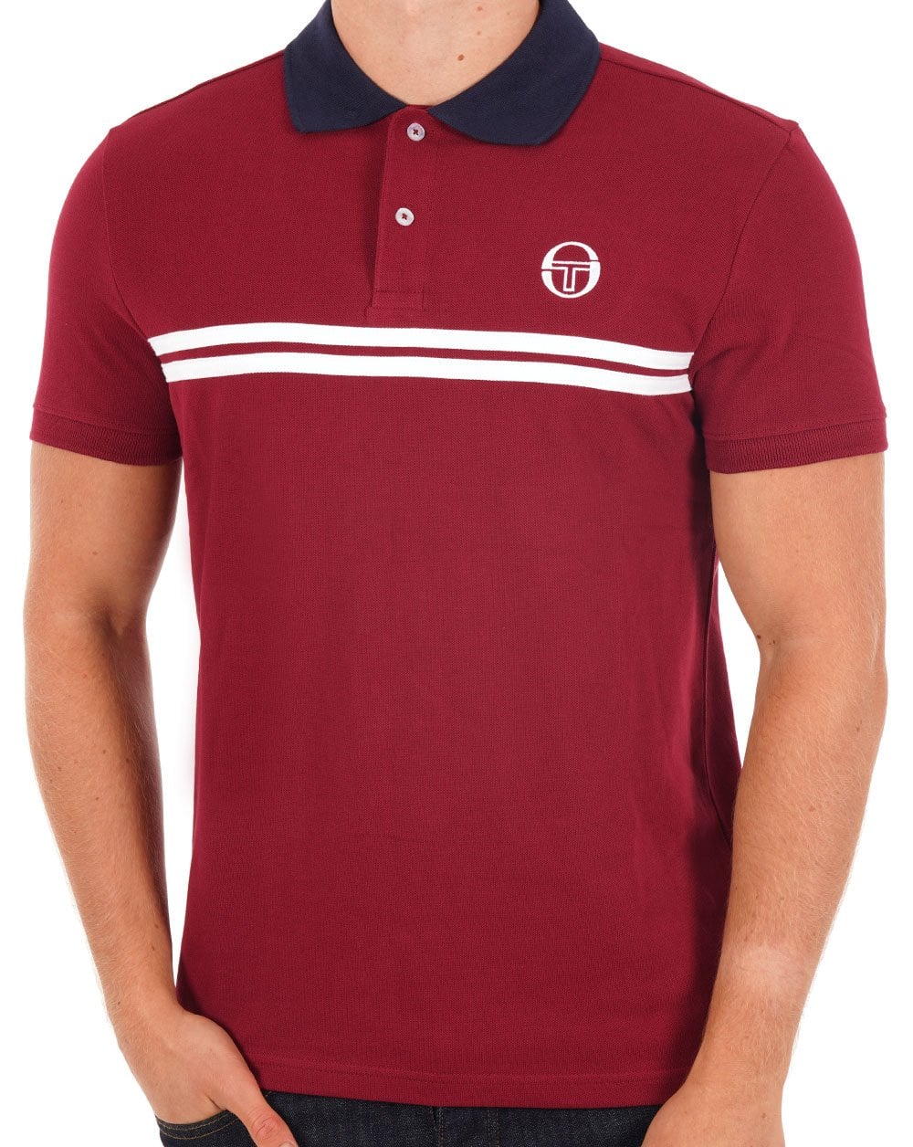 Sergio Tacchini Supermac Polo Shirt Claret/Navy Blue