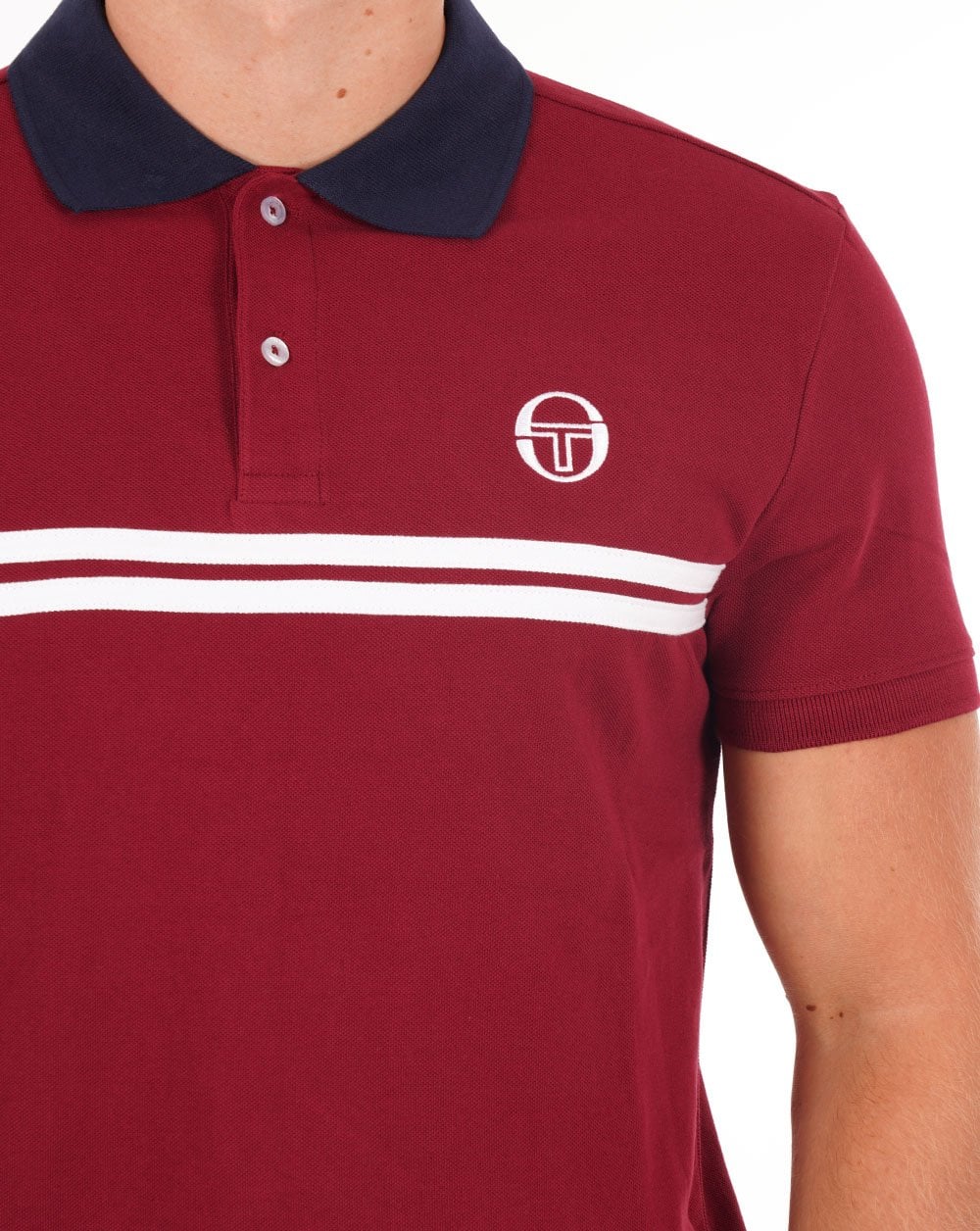 Sergio Tacchini Supermac Polo Shirt Claret/Navy Blue