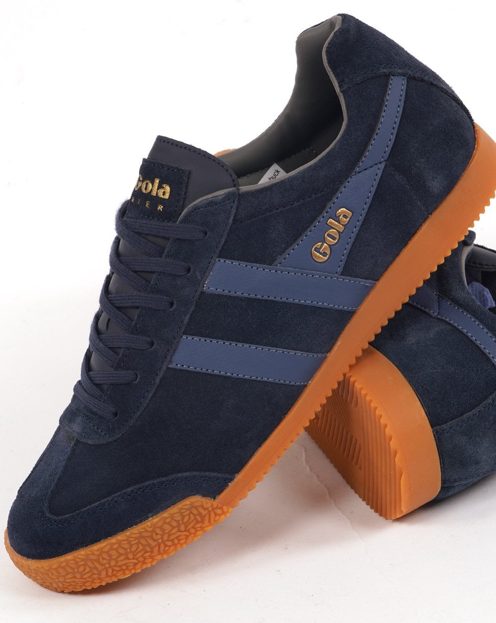 Gola Harrier Suede Trainer Navy/Moonlight/Ash